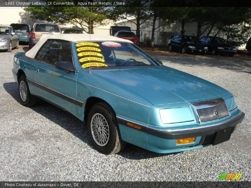 Aqua Pearl Metallic / Slate 1992 Chrysler LeBaron LX Convertible