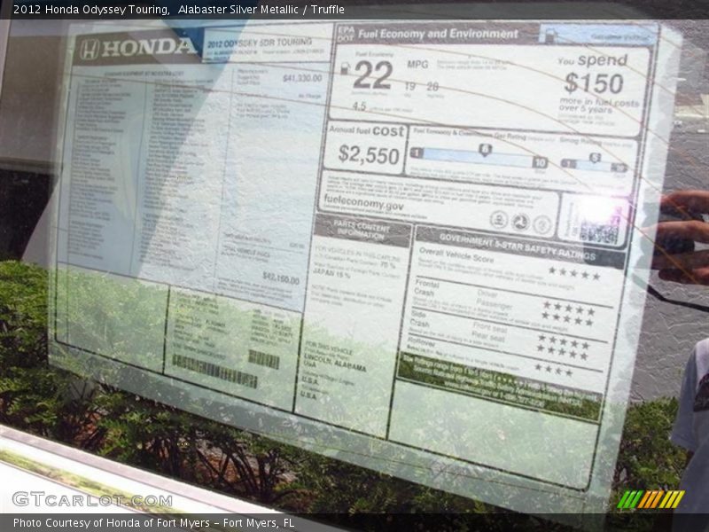 Alabaster Silver Metallic / Truffle 2012 Honda Odyssey Touring