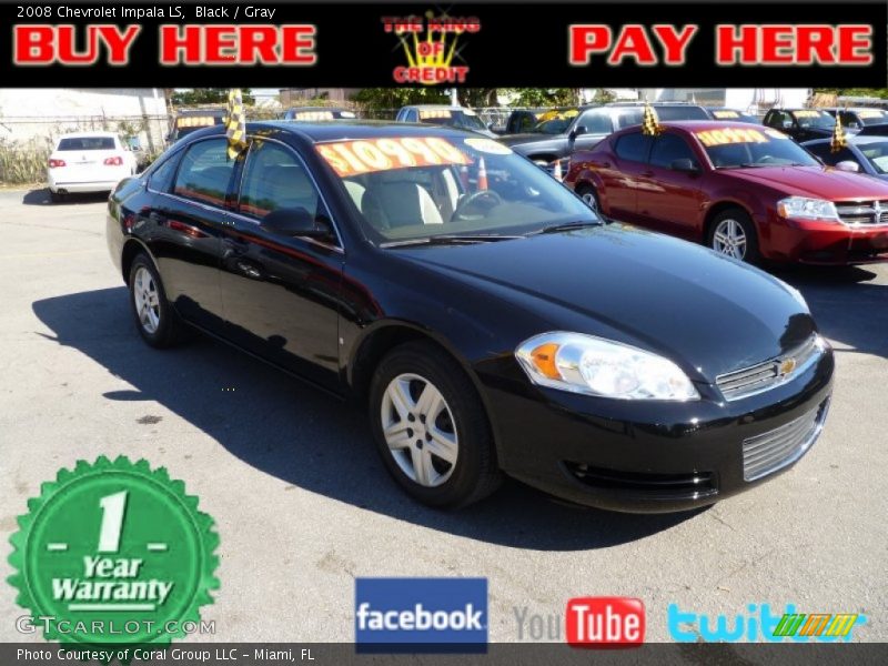 Black / Gray 2008 Chevrolet Impala LS