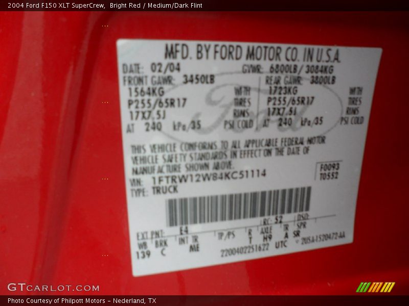 Bright Red / Medium/Dark Flint 2004 Ford F150 XLT SuperCrew