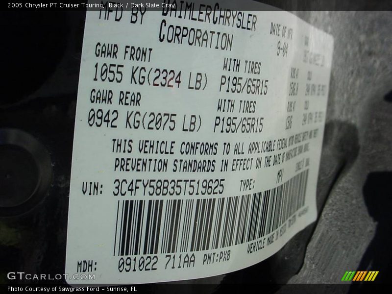 Black / Dark Slate Gray 2005 Chrysler PT Cruiser Touring