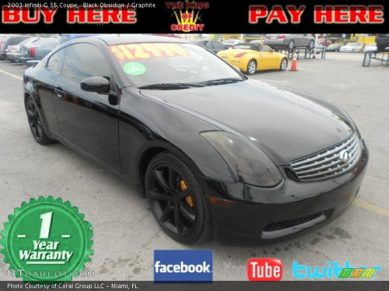 Black Obsidian / Graphite 2003 Infiniti G 35 Coupe