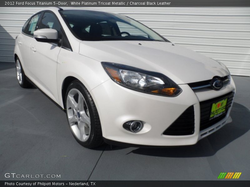 White Platinum Tricoat Metallic / Charcoal Black Leather 2012 Ford Focus Titanium 5-Door
