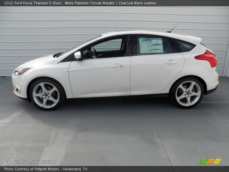 White Platinum Tricoat Metallic / Charcoal Black Leather 2012 Ford Focus Titanium 5-Door