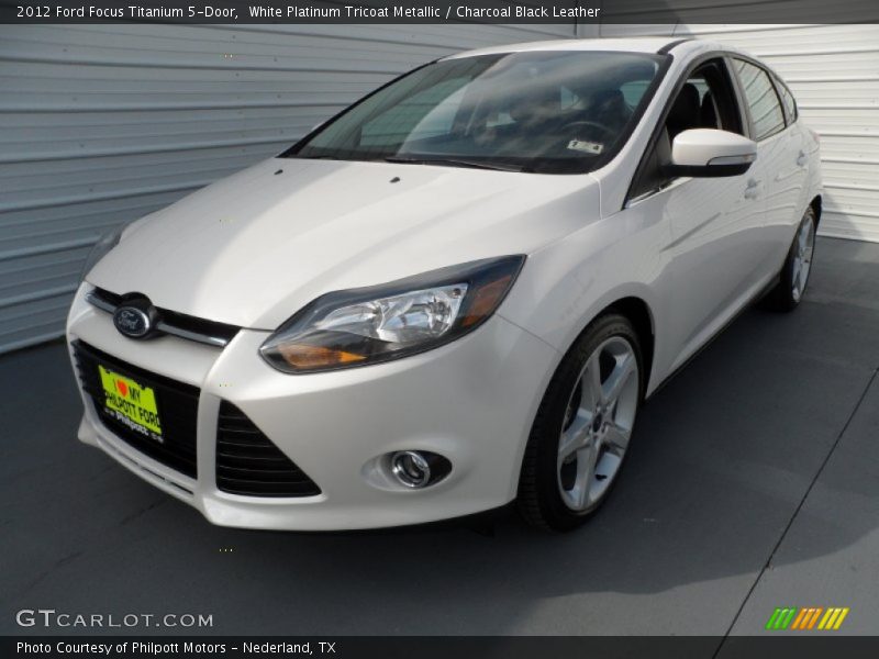 White Platinum Tricoat Metallic / Charcoal Black Leather 2012 Ford Focus Titanium 5-Door