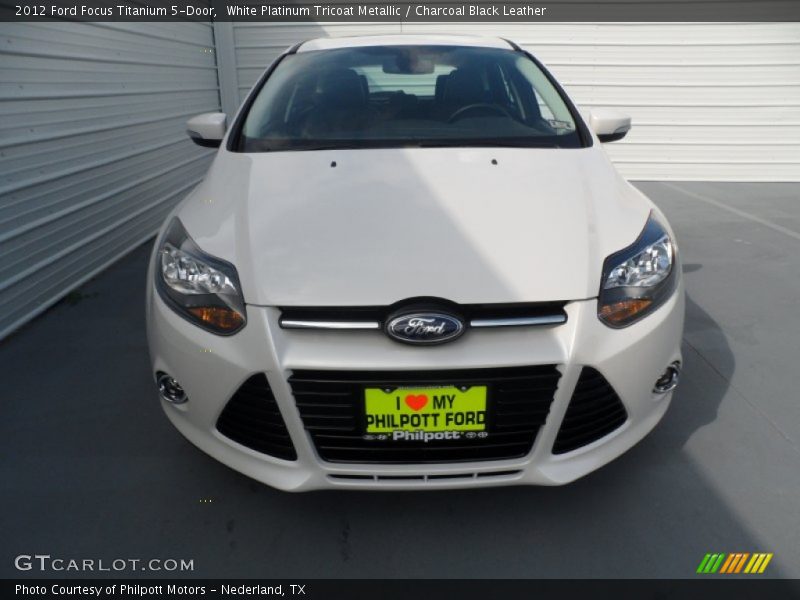 White Platinum Tricoat Metallic / Charcoal Black Leather 2012 Ford Focus Titanium 5-Door