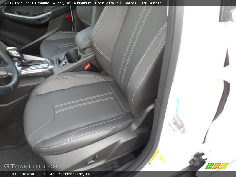 White Platinum Tricoat Metallic / Charcoal Black Leather 2012 Ford Focus Titanium 5-Door