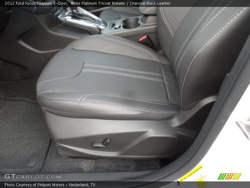 White Platinum Tricoat Metallic / Charcoal Black Leather 2012 Ford Focus Titanium 5-Door