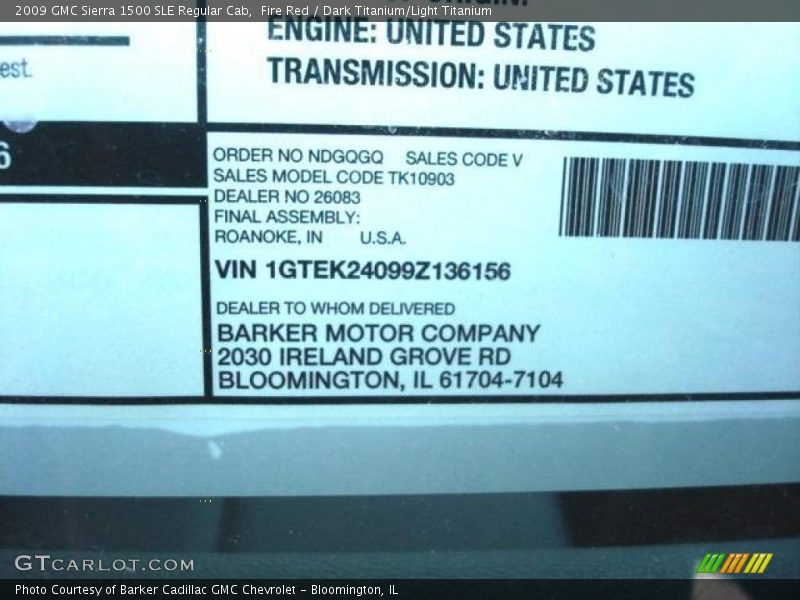Fire Red / Dark Titanium/Light Titanium 2009 GMC Sierra 1500 SLE Regular Cab