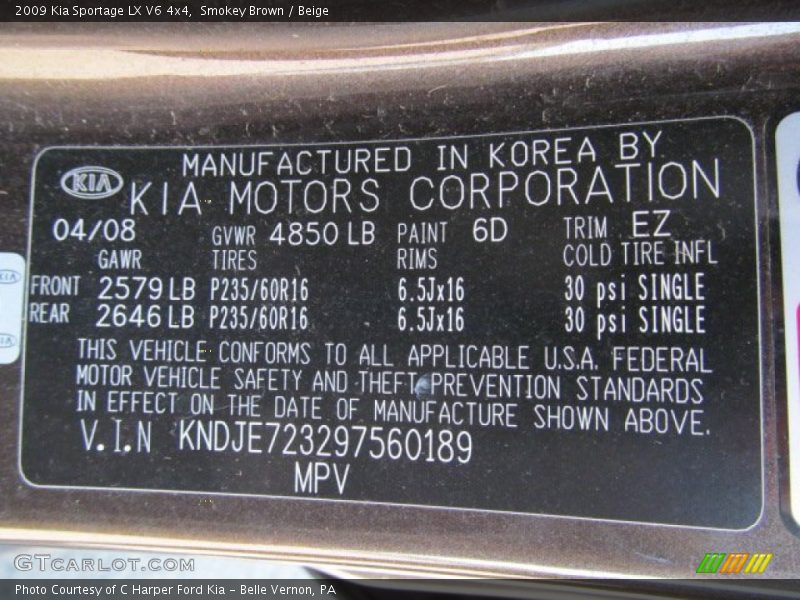 Smokey Brown / Beige 2009 Kia Sportage LX V6 4x4