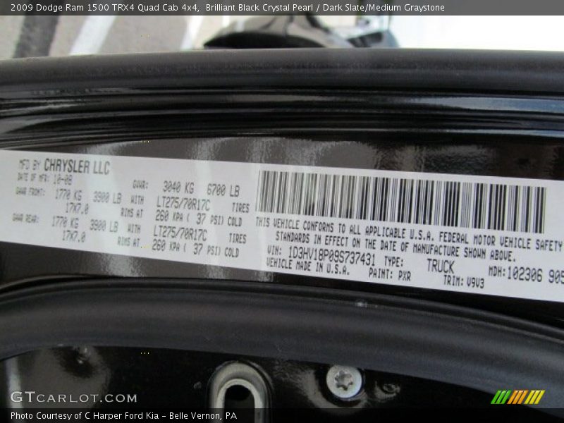 Brilliant Black Crystal Pearl / Dark Slate/Medium Graystone 2009 Dodge Ram 1500 TRX4 Quad Cab 4x4