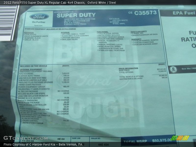 Oxford White / Steel 2012 Ford F550 Super Duty XL Regular Cab 4x4 Chassis