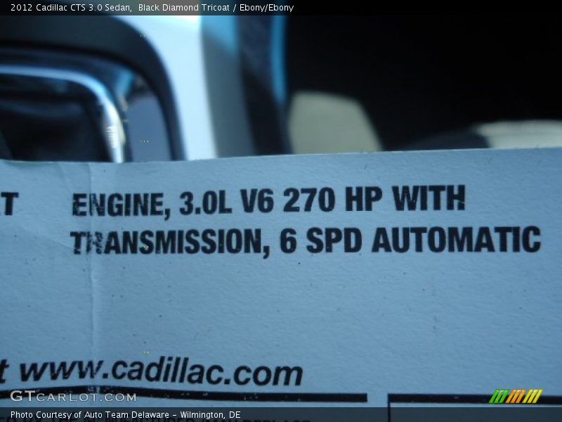 Black Diamond Tricoat / Ebony/Ebony 2012 Cadillac CTS 3.0 Sedan