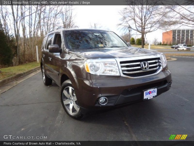 Dark Amber Metallic / Beige 2012 Honda Pilot Touring 4WD