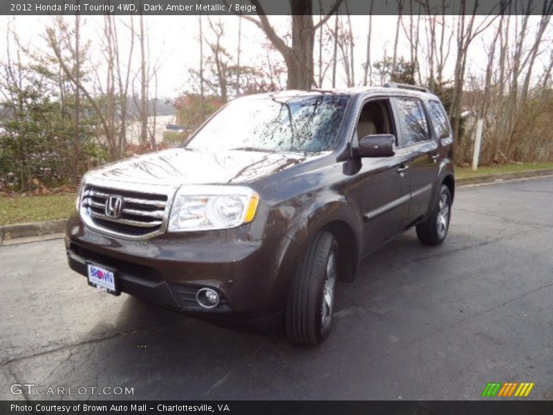 Dark Amber Metallic / Beige 2012 Honda Pilot Touring 4WD