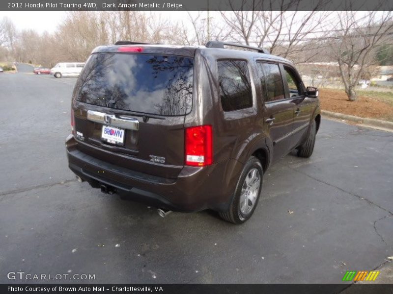 Dark Amber Metallic / Beige 2012 Honda Pilot Touring 4WD