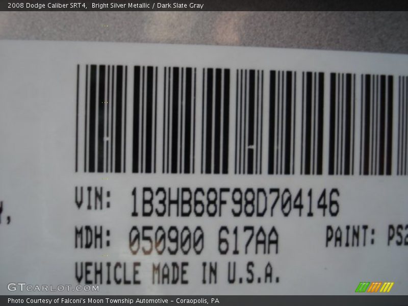 Bright Silver Metallic / Dark Slate Gray 2008 Dodge Caliber SRT4