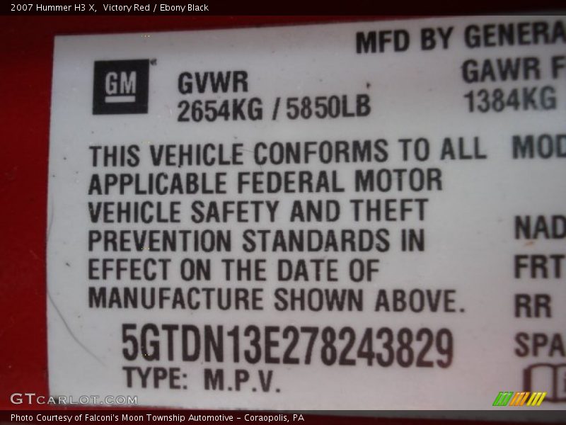 Victory Red / Ebony Black 2007 Hummer H3 X