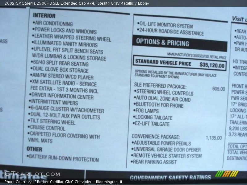 Stealth Gray Metallic / Ebony 2009 GMC Sierra 2500HD SLE Extended Cab 4x4