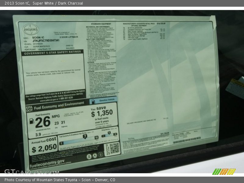  2013 tC  Window Sticker