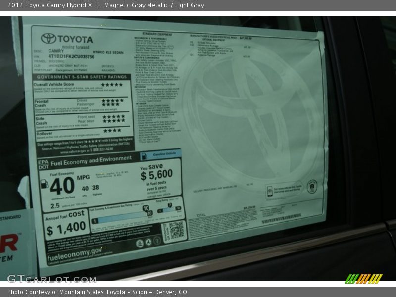 Magnetic Gray Metallic / Light Gray 2012 Toyota Camry Hybrid XLE