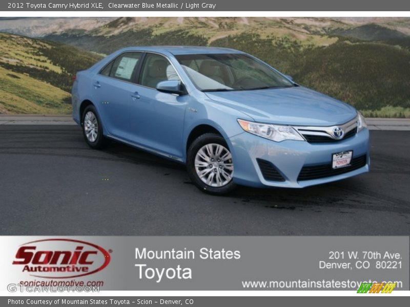 Clearwater Blue Metallic / Light Gray 2012 Toyota Camry Hybrid XLE