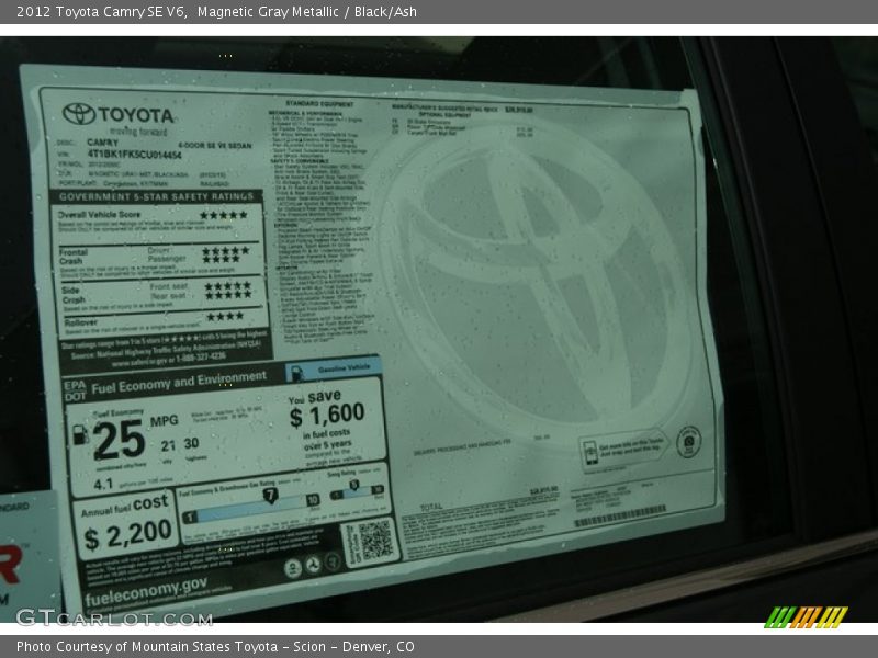 Magnetic Gray Metallic / Black/Ash 2012 Toyota Camry SE V6