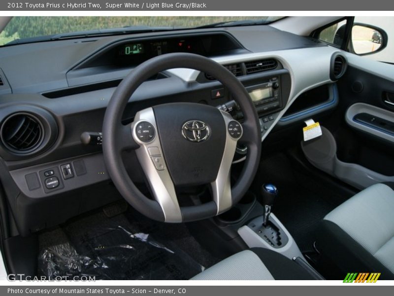 Super White / Light Blue Gray/Black 2012 Toyota Prius c Hybrid Two