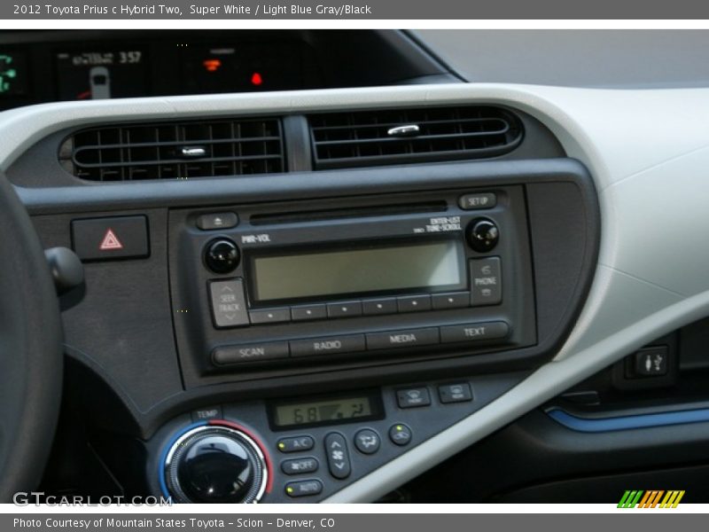 Super White / Light Blue Gray/Black 2012 Toyota Prius c Hybrid Two