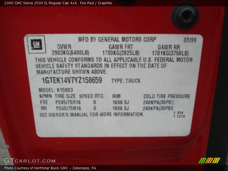 Fire Red / Graphite 2000 GMC Sierra 1500 SL Regular Cab 4x4