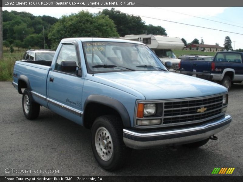 Smoke Blue Metallic / Gray 1992 Chevrolet C/K K1500 Regular Cab 4x4