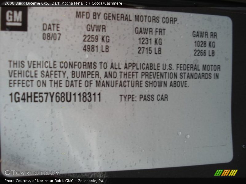 Dark Mocha Metallic / Cocoa/Cashmere 2008 Buick Lucerne CXS