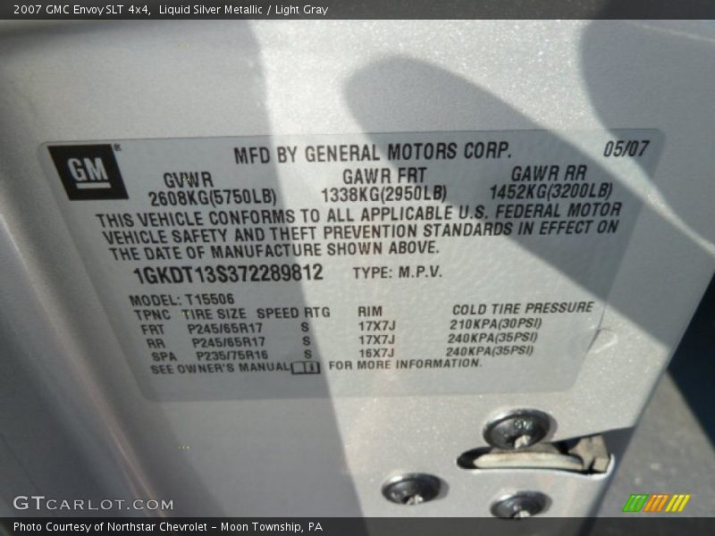 Liquid Silver Metallic / Light Gray 2007 GMC Envoy SLT 4x4