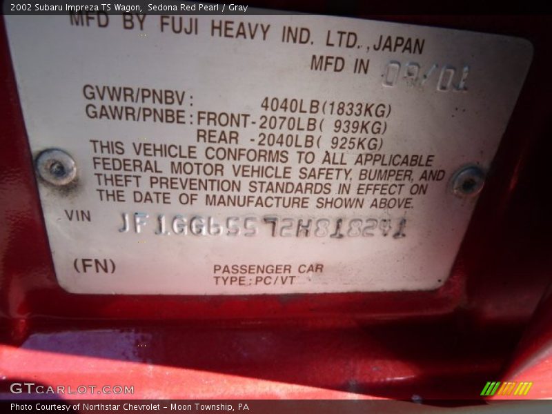 Sedona Red Pearl / Gray 2002 Subaru Impreza TS Wagon