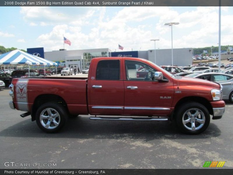 Sunburst Orange Pearl / Khaki 2008 Dodge Ram 1500 Big Horn Edition Quad Cab 4x4