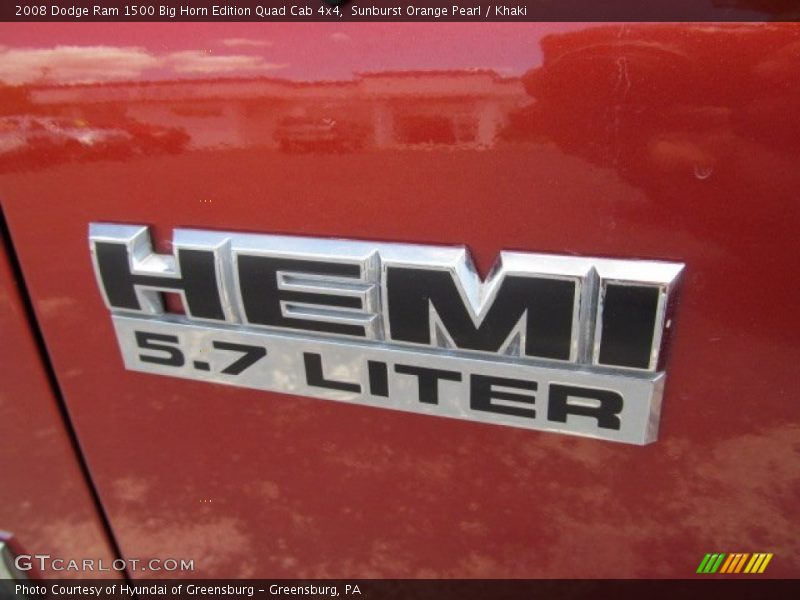 Sunburst Orange Pearl / Khaki 2008 Dodge Ram 1500 Big Horn Edition Quad Cab 4x4