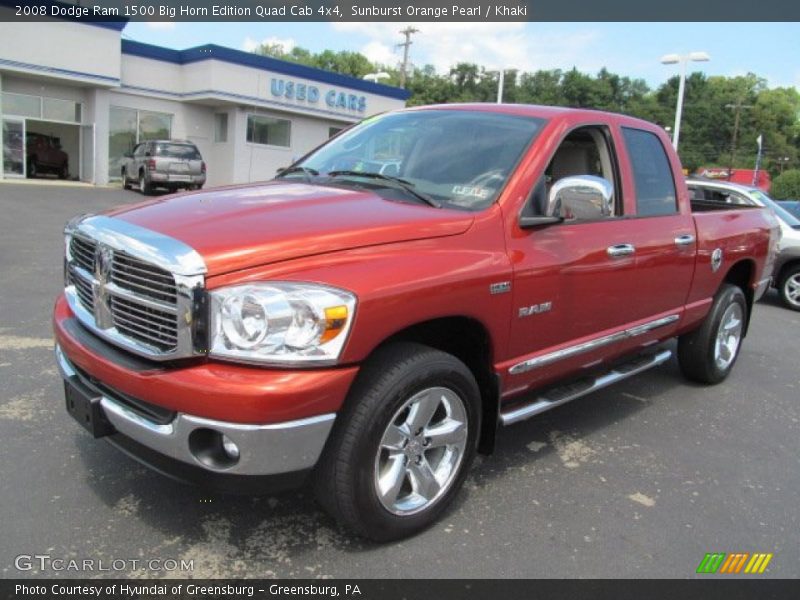 Sunburst Orange Pearl / Khaki 2008 Dodge Ram 1500 Big Horn Edition Quad Cab 4x4