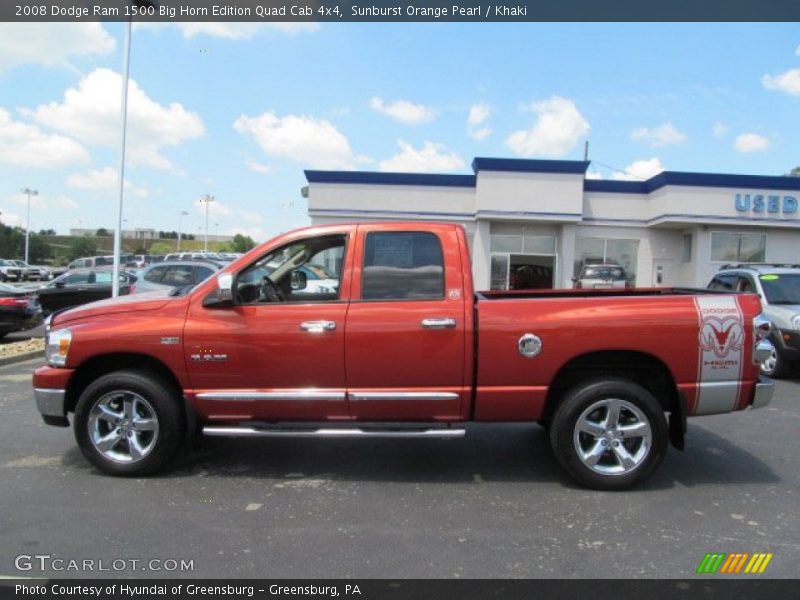 Sunburst Orange Pearl / Khaki 2008 Dodge Ram 1500 Big Horn Edition Quad Cab 4x4