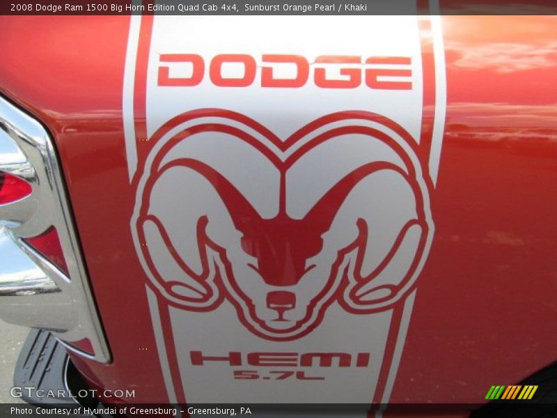 Sunburst Orange Pearl / Khaki 2008 Dodge Ram 1500 Big Horn Edition Quad Cab 4x4