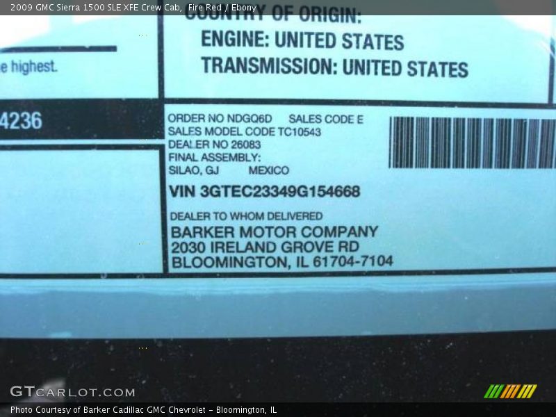 Fire Red / Ebony 2009 GMC Sierra 1500 SLE XFE Crew Cab