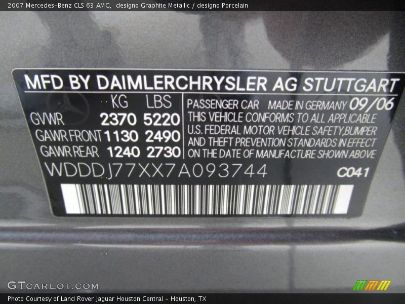 2007 CLS 63 AMG designo Graphite Metallic Color Code 041
