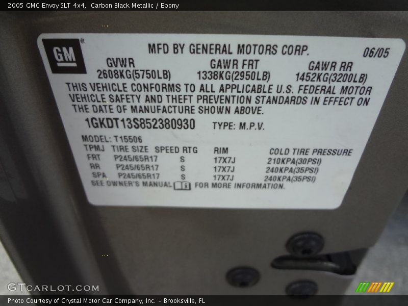 Carbon Black Metallic / Ebony 2005 GMC Envoy SLT 4x4