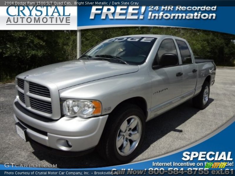 Bright Silver Metallic / Dark Slate Gray 2004 Dodge Ram 1500 SLT Quad Cab