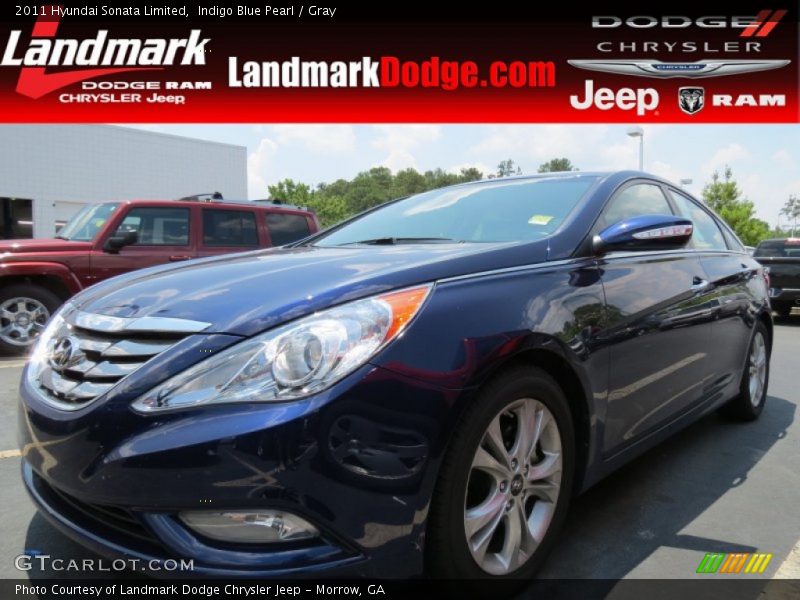 Indigo Blue Pearl / Gray 2011 Hyundai Sonata Limited