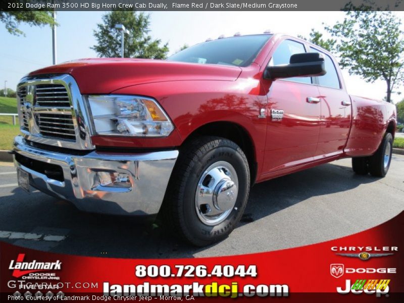 Flame Red / Dark Slate/Medium Graystone 2012 Dodge Ram 3500 HD Big Horn Crew Cab Dually