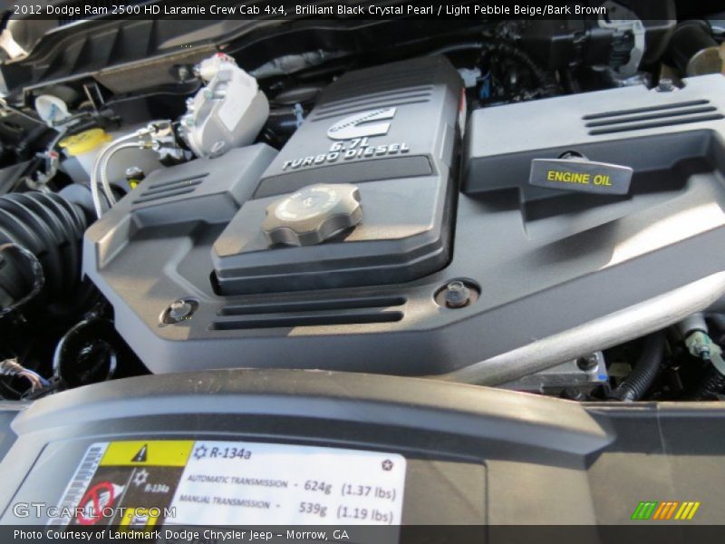 Brilliant Black Crystal Pearl / Light Pebble Beige/Bark Brown 2012 Dodge Ram 2500 HD Laramie Crew Cab 4x4