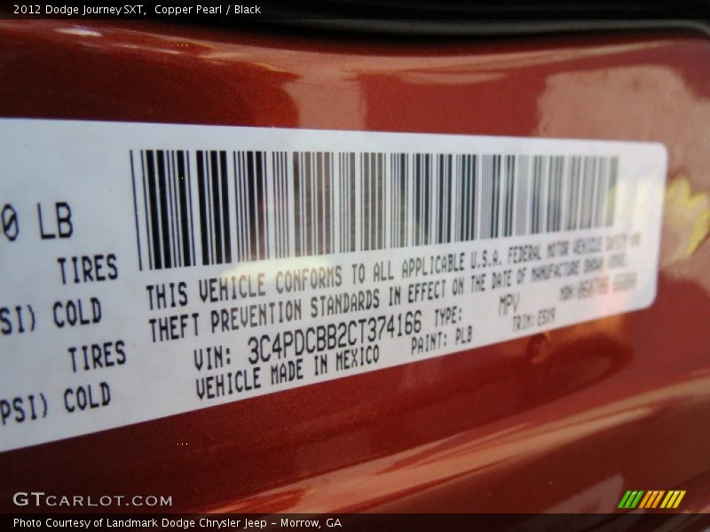 Copper Pearl / Black 2012 Dodge Journey SXT