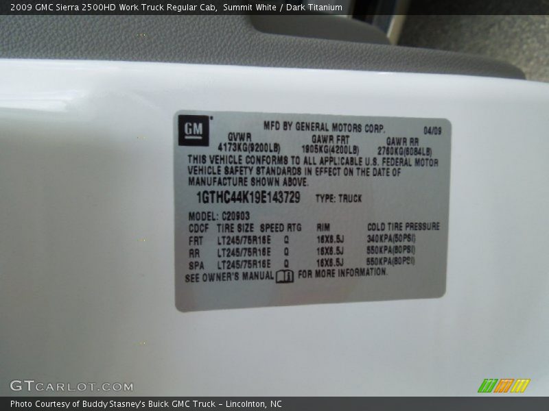 Summit White / Dark Titanium 2009 GMC Sierra 2500HD Work Truck Regular Cab