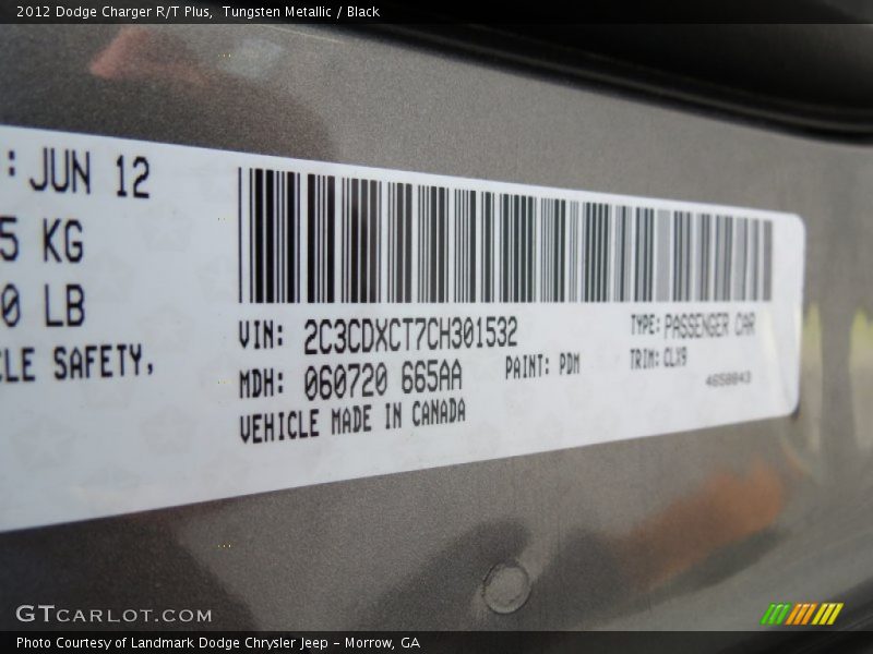 Tungsten Metallic / Black 2012 Dodge Charger R/T Plus