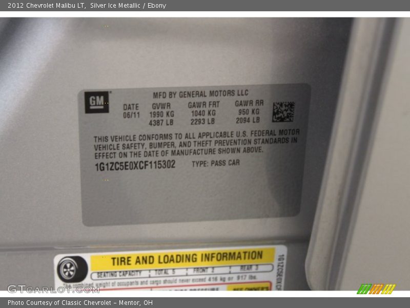 Silver Ice Metallic / Ebony 2012 Chevrolet Malibu LT